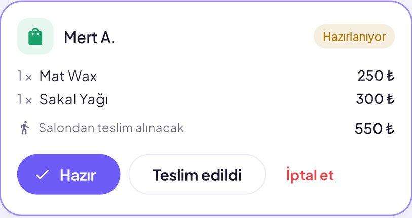Gelen ürün siparişi