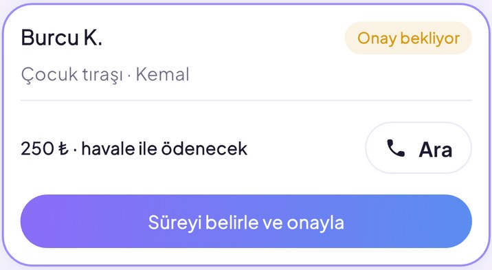 Onay bekleyen randevu talebi